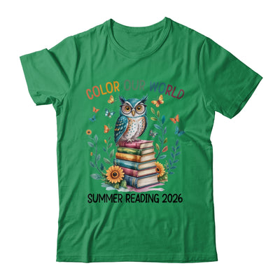 Color Our World Summer Reading Program 2026 Owl Teacher Shirt & Hoodie | teecentury