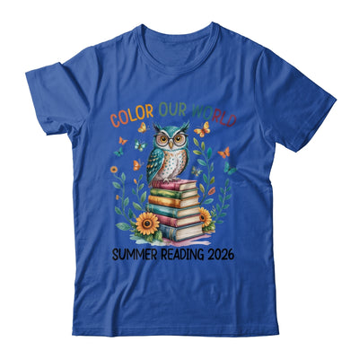 Color Our World Summer Reading Program 2026 Owl Teacher Shirt & Hoodie | teecentury