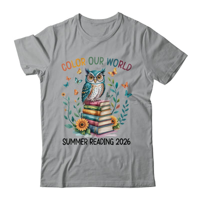 Color Our World Summer Reading Program 2026 Owl Teacher Shirt & Hoodie | teecentury