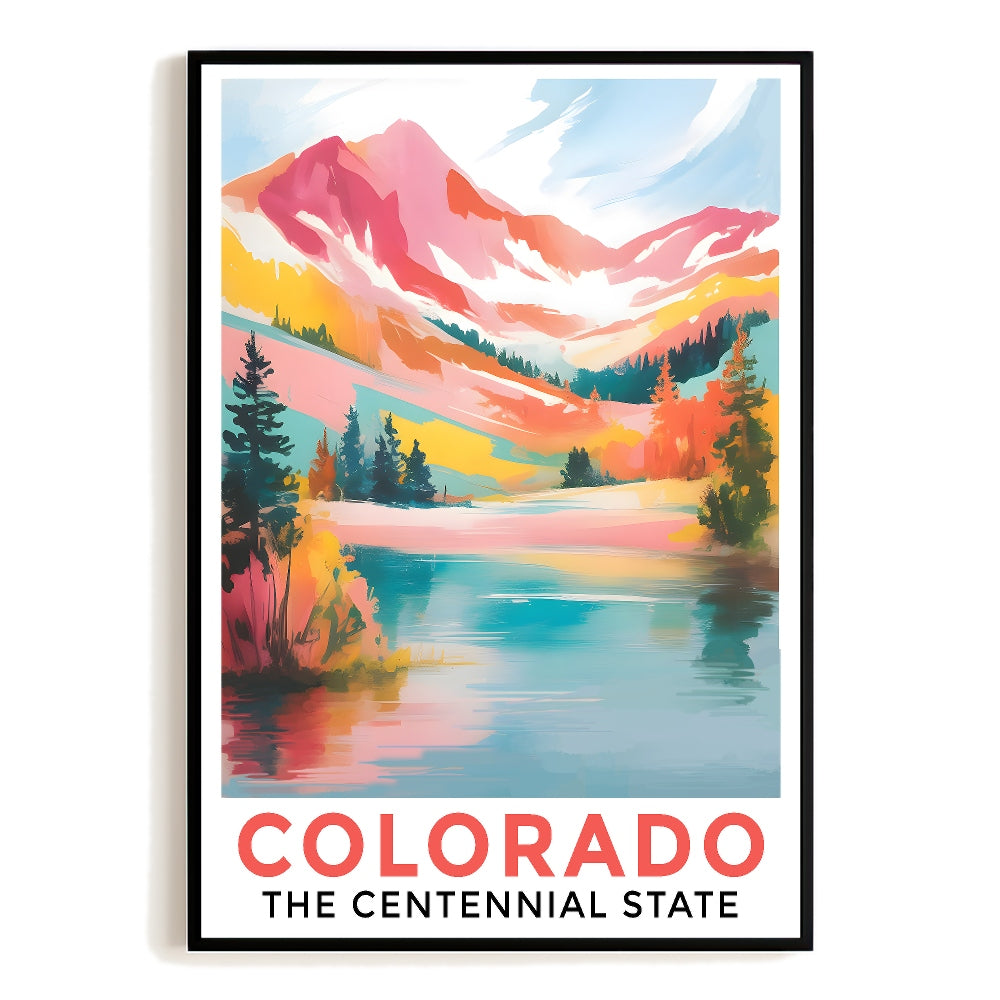 Colorado Print Travel Poster Nature Centennial State Mountains Souvenir Wall Art Landscape Painting Picture For Home Room Living Room Bedroom Aesthetic Decor Unframed | teecentury