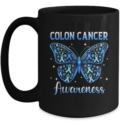 Colorectal Colon Cancer Awareness Blue Ribbon Butterfly Mug | teecentury