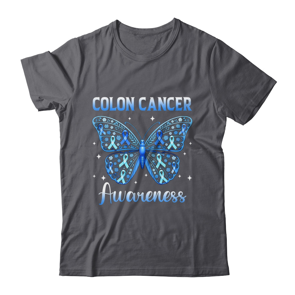 Colorectal Colon Cancer Awareness Blue Ribbon Butterfly Shirt & Hoodie | teecentury