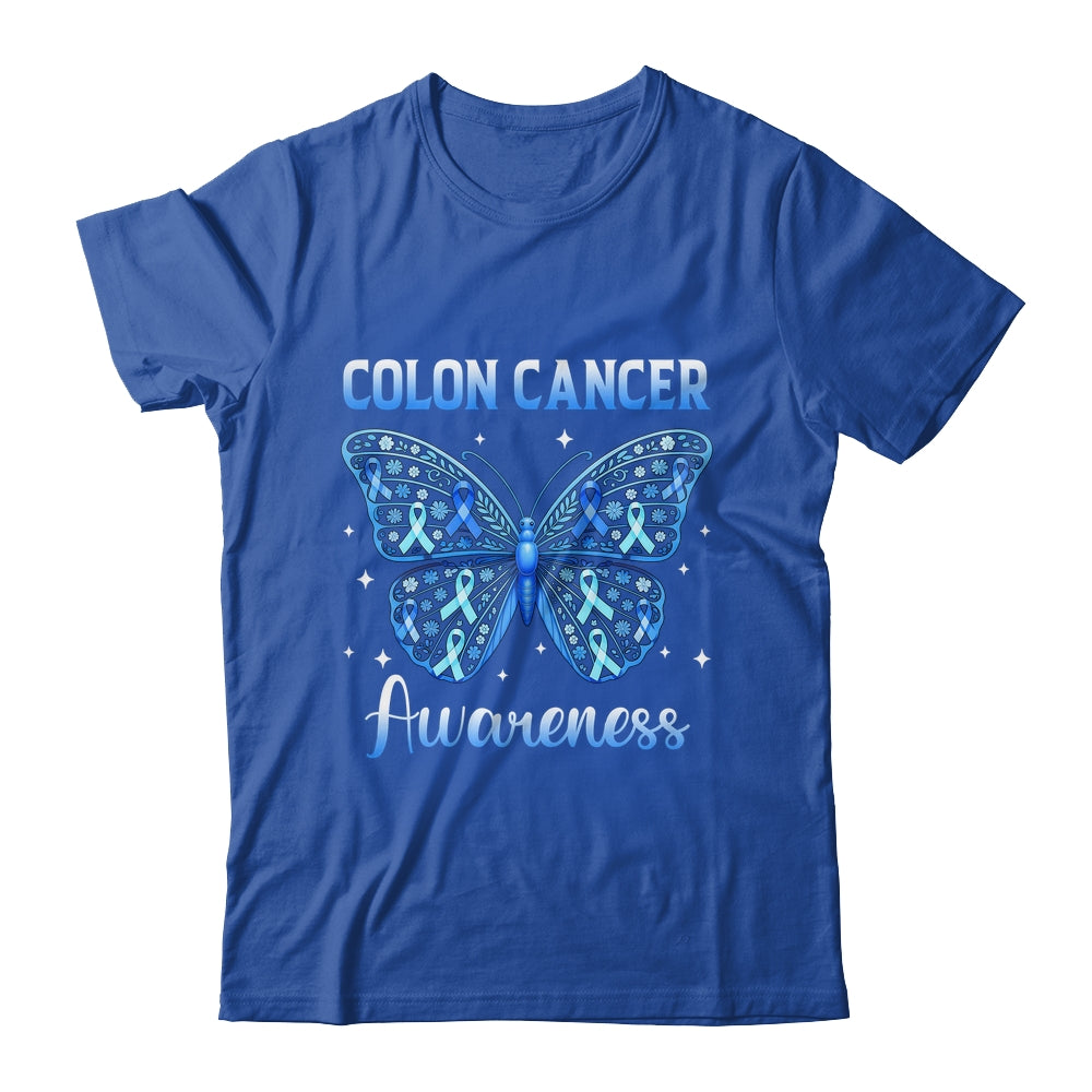 Colorectal Colon Cancer Awareness Blue Ribbon Butterfly Shirt & Hoodie | teecentury