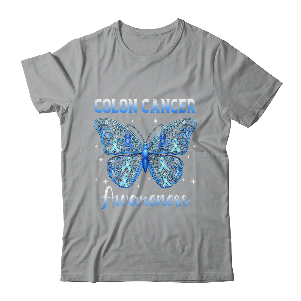 Colorectal Colon Cancer Awareness Blue Ribbon Butterfly Shirt & Hoodie | teecentury