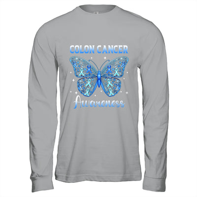 Colorectal Colon Cancer Awareness Blue Ribbon Butterfly Shirt & Hoodie | teecentury