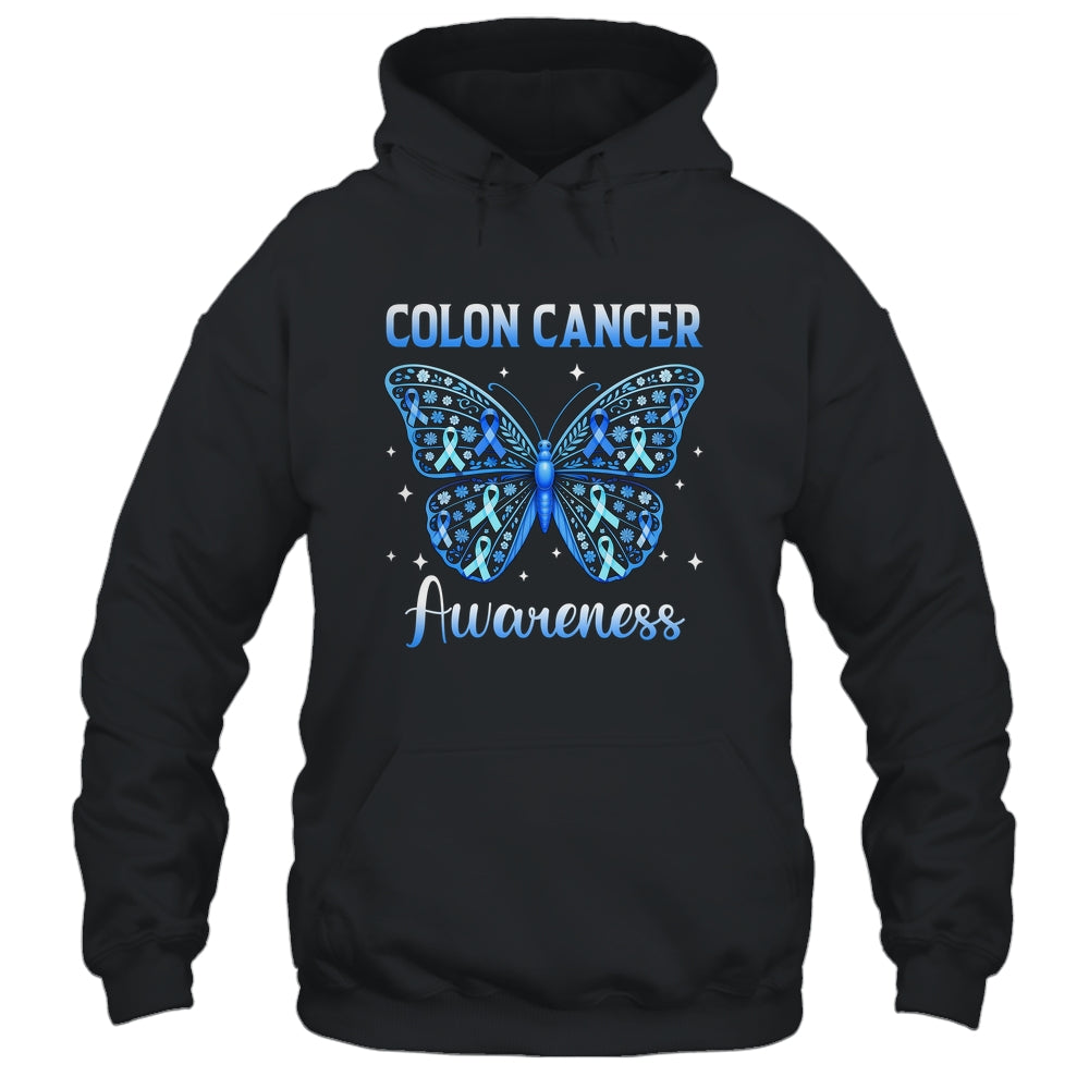 Colorectal Colon Cancer Awareness Blue Ribbon Butterfly Shirt & Hoodie | teecentury