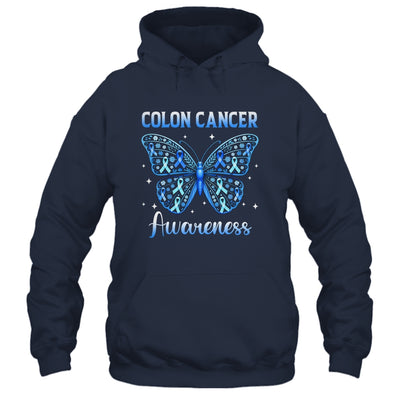 Colorectal Colon Cancer Awareness Blue Ribbon Butterfly Shirt & Hoodie | teecentury