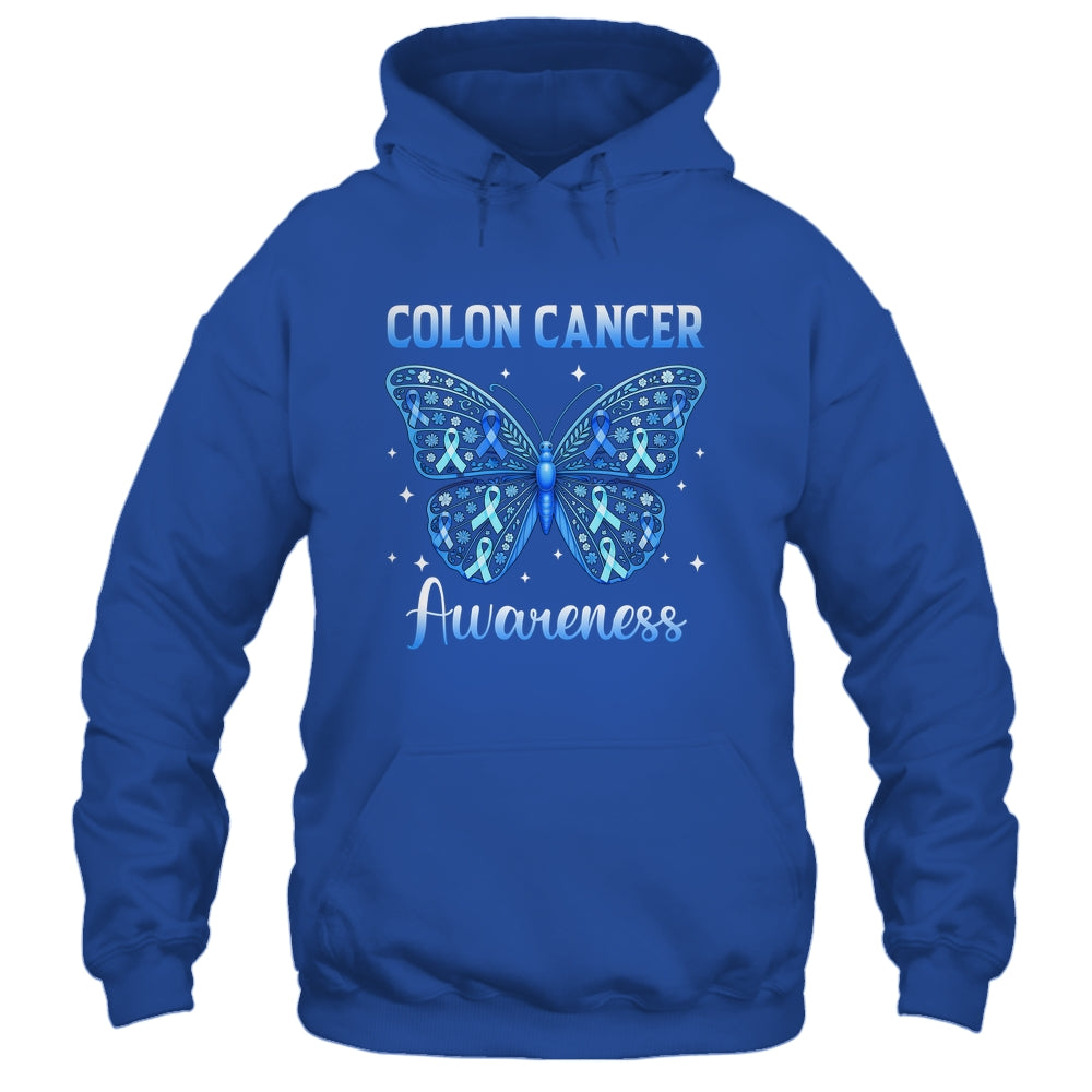 Colorectal Colon Cancer Awareness Blue Ribbon Butterfly Shirt & Hoodie | teecentury