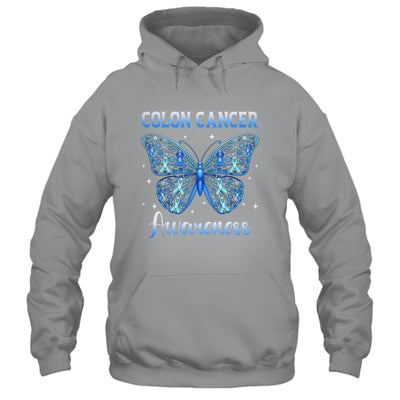 Colorectal Colon Cancer Awareness Blue Ribbon Butterfly Shirt & Hoodie | teecentury