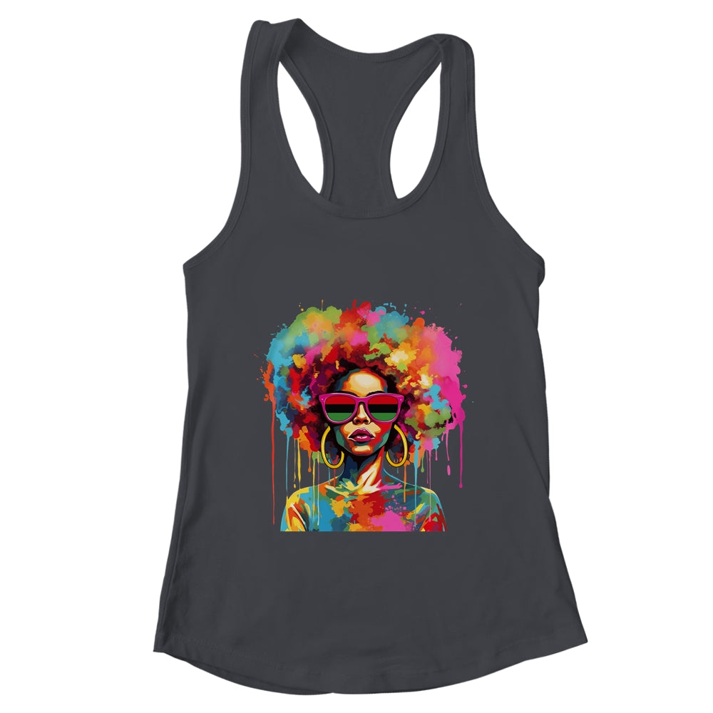 Colorful Art Black Queen Afro Melanin Dripping Juneteenth Shirt & Tank Top | teecentury