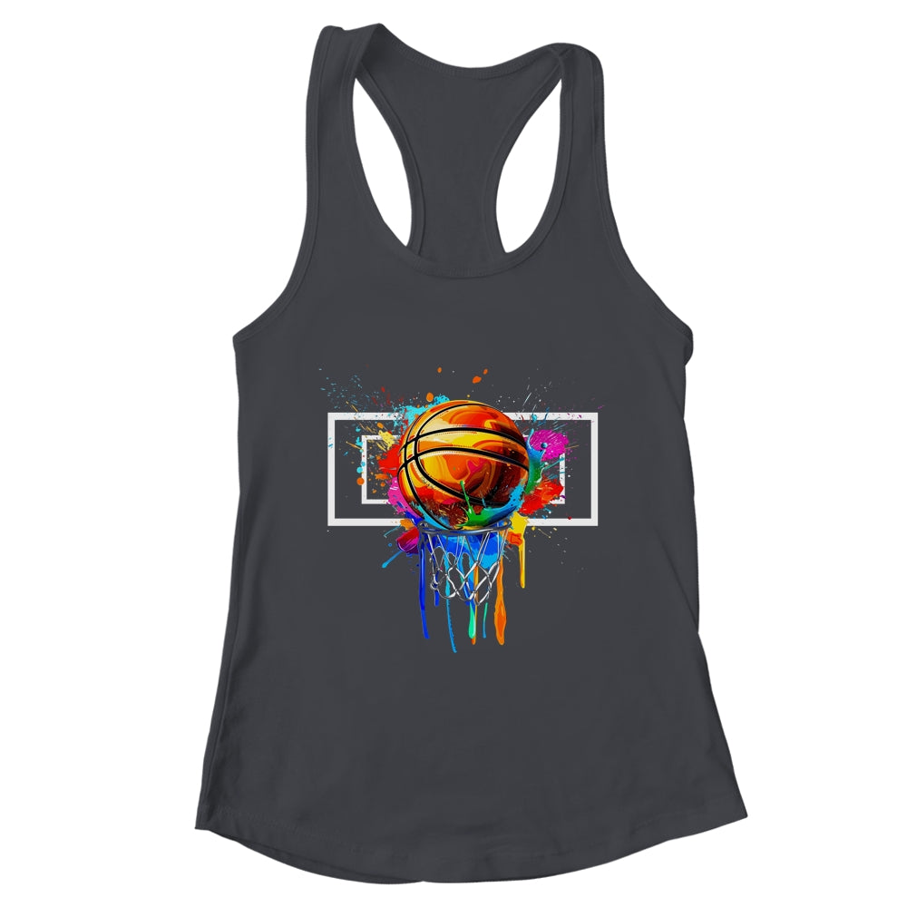 Colorful Basketball Hoop Net Tie Dye Color Splash Shirt & Tank Top | teecentury