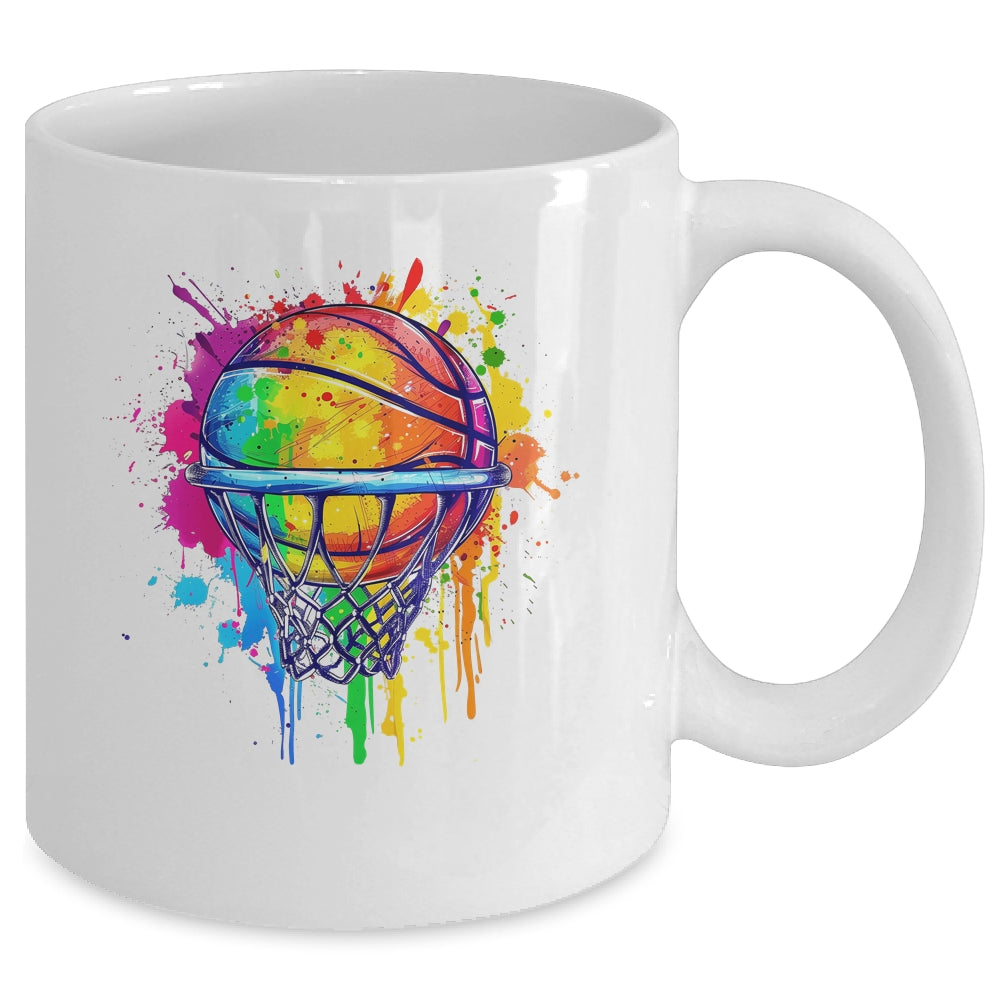 Colorful Basketball Tie Dye Color Splash Basketball Hoop Net Mug | teecentury