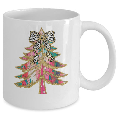 Colorful Bright Christmas Tree Coquette Bow Dalmatian Dots Mug | teecentury