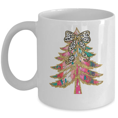 Colorful Bright Christmas Tree Coquette Bow Dalmatian Dots Mug | teecentury