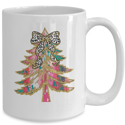 Colorful Bright Christmas Tree Coquette Bow Dalmatian Dots Mug | teecentury