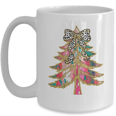 Colorful Bright Christmas Tree Coquette Bow Dalmatian Dots Mug | teecentury