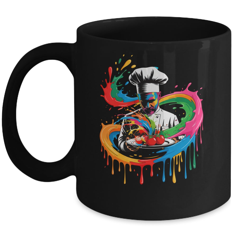 Colorful Chef Design With Splash Art Kitchen Cooking Lovers Mug | teecentury