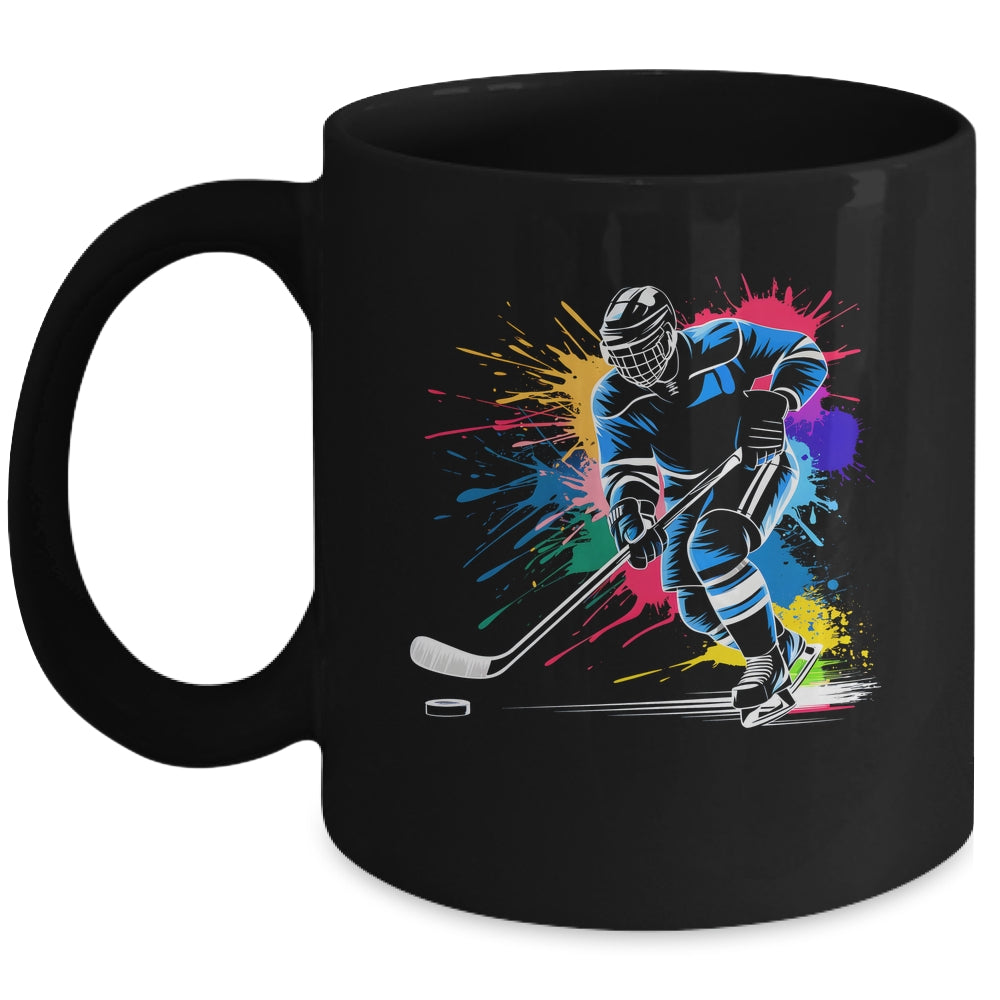 Colorful Ice Hockey Fan Player Tie Dye Color Splash Sports Mug | teecentury