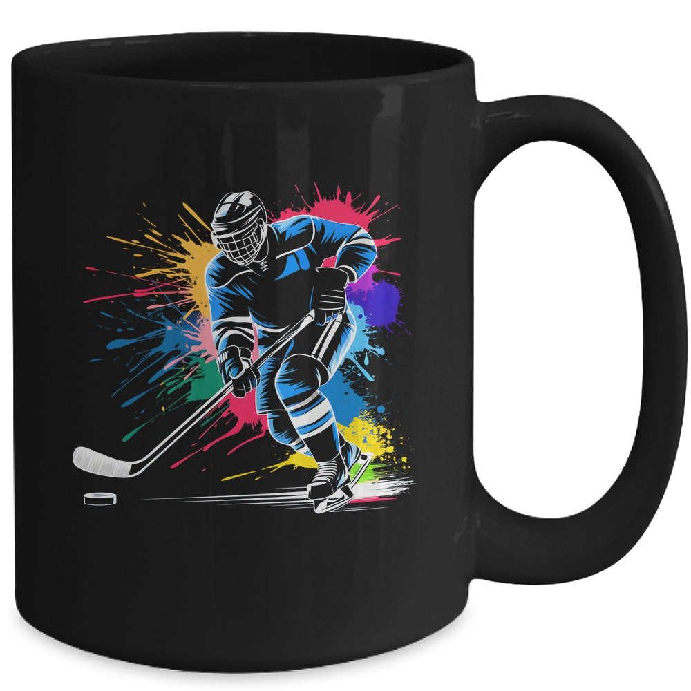 Colorful Ice Hockey Fan Player Tie Dye Color Splash Sports Mug | teecentury