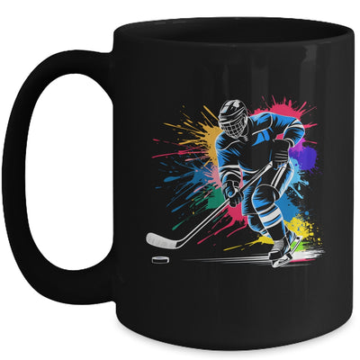 Colorful Ice Hockey Fan Player Tie Dye Color Splash Sports Mug | teecentury