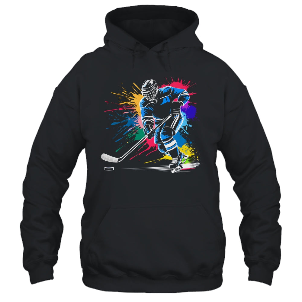 Colorful Ice Hockey Fan Player Tie Dye Color Splash Sports Shirt & Tank Top | teecentury