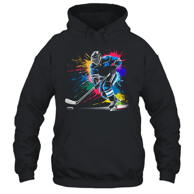 Colorful Ice Hockey Fan Player Tie Dye Color Splash Sports Shirt & Tank Top | teecentury