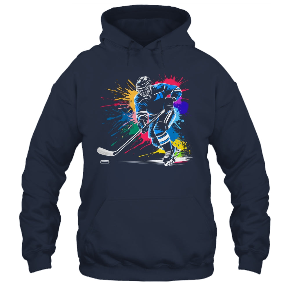 Colorful Ice Hockey Fan Player Tie Dye Color Splash Sports Shirt & Tank Top | teecentury