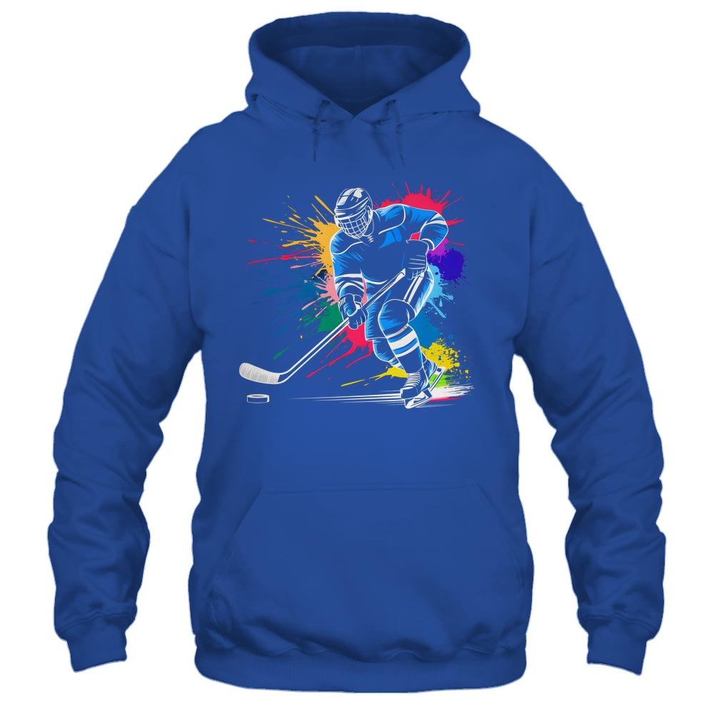 Colorful Ice Hockey Fan Player Tie Dye Color Splash Sports Shirt & Tank Top | teecentury
