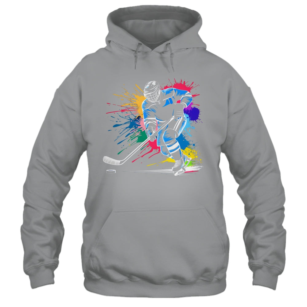 Colorful Ice Hockey Fan Player Tie Dye Color Splash Sports Shirt & Tank Top | teecentury