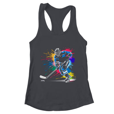 Colorful Ice Hockey Fan Player Tie Dye Color Splash Sports Shirt & Tank Top | teecentury