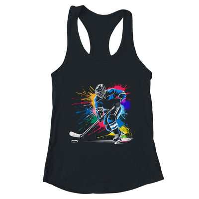 Colorful Ice Hockey Fan Player Tie Dye Color Splash Sports Shirt & Tank Top | teecentury