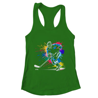Colorful Ice Hockey Fan Player Tie Dye Color Splash Sports Shirt & Tank Top | teecentury