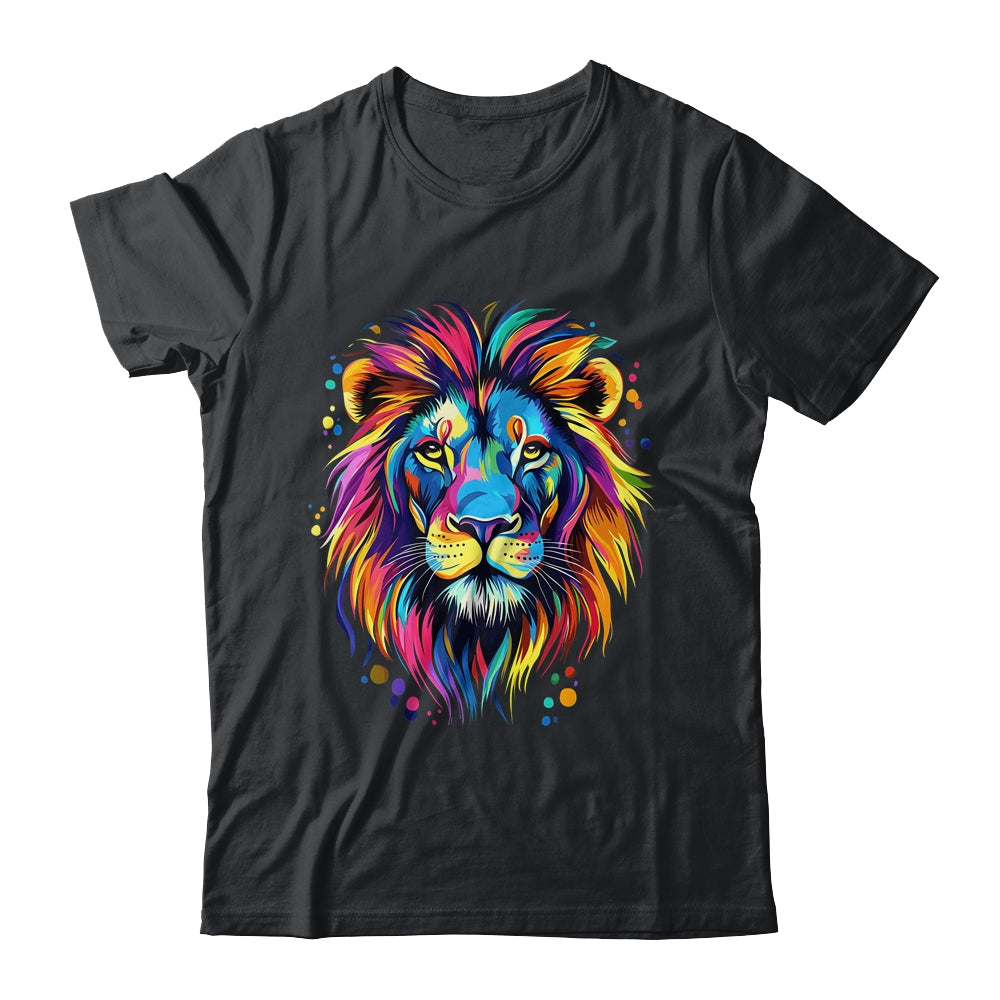 Colorful Lion Spirit Animal Multicolor Art Leo Lion Graphic Shirt & Hoodie | teecentury