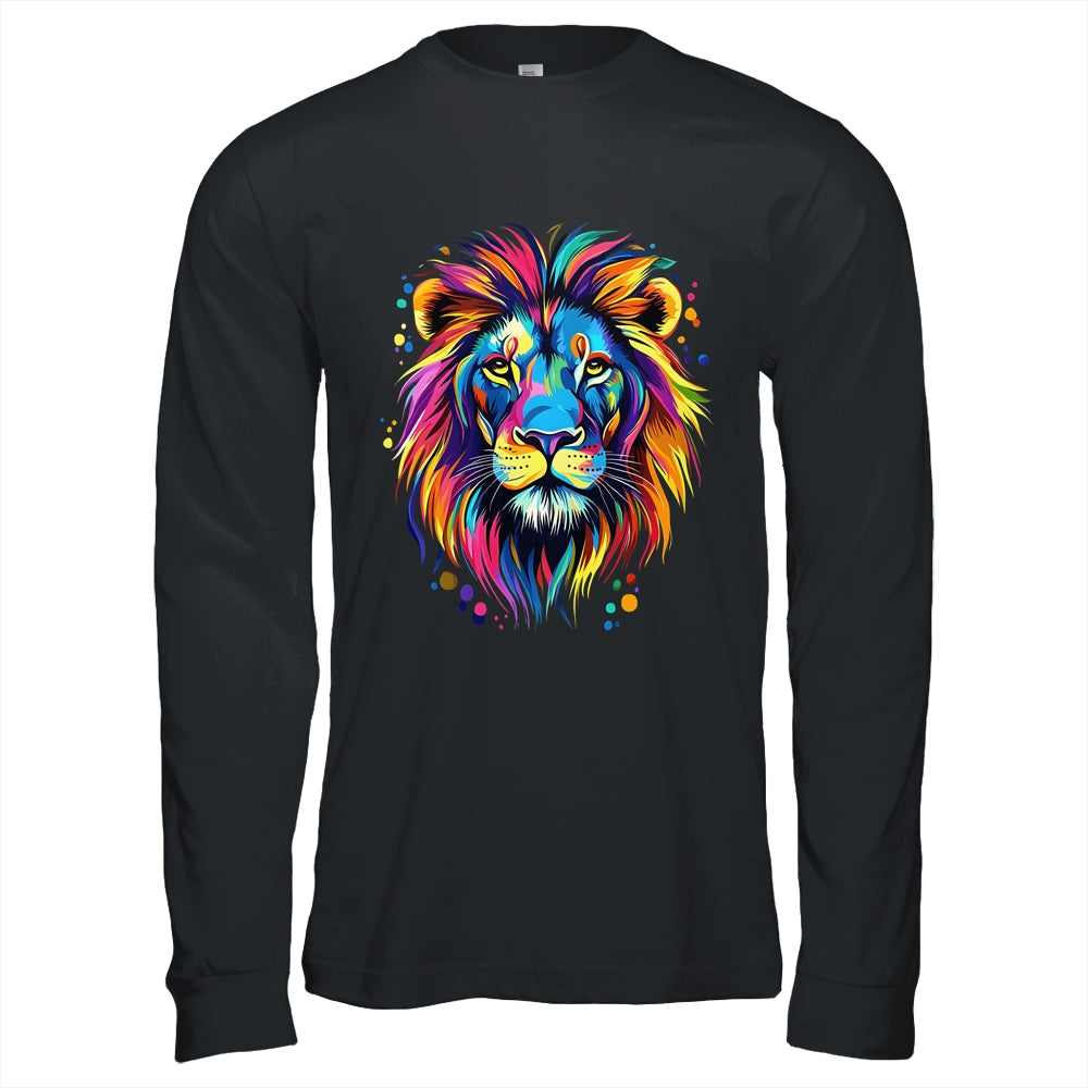 Colorful Lion Spirit Animal Multicolor Art Leo Lion Graphic Shirt & Hoodie | teecentury