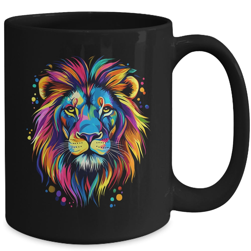 Colorful Lion Spirit Animal Multicolor Art Leo Lion Graphic Mug | teecentury