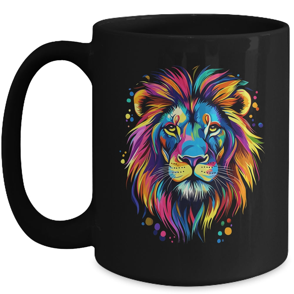 Colorful Lion Spirit Animal Multicolor Art Leo Lion Graphic Mug | teecentury