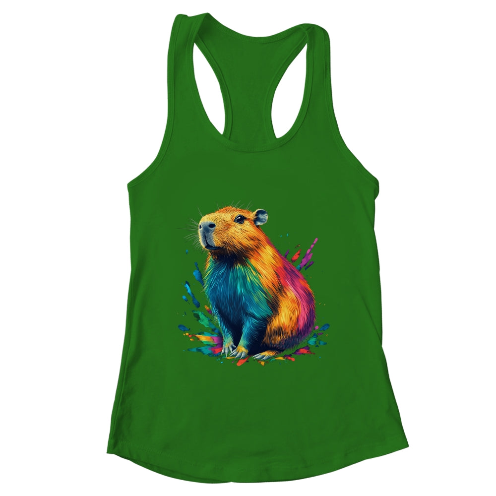 Colorful Watercolor Capybara Art Design For Men Women Kids Shirt & Tank Top | teecentury