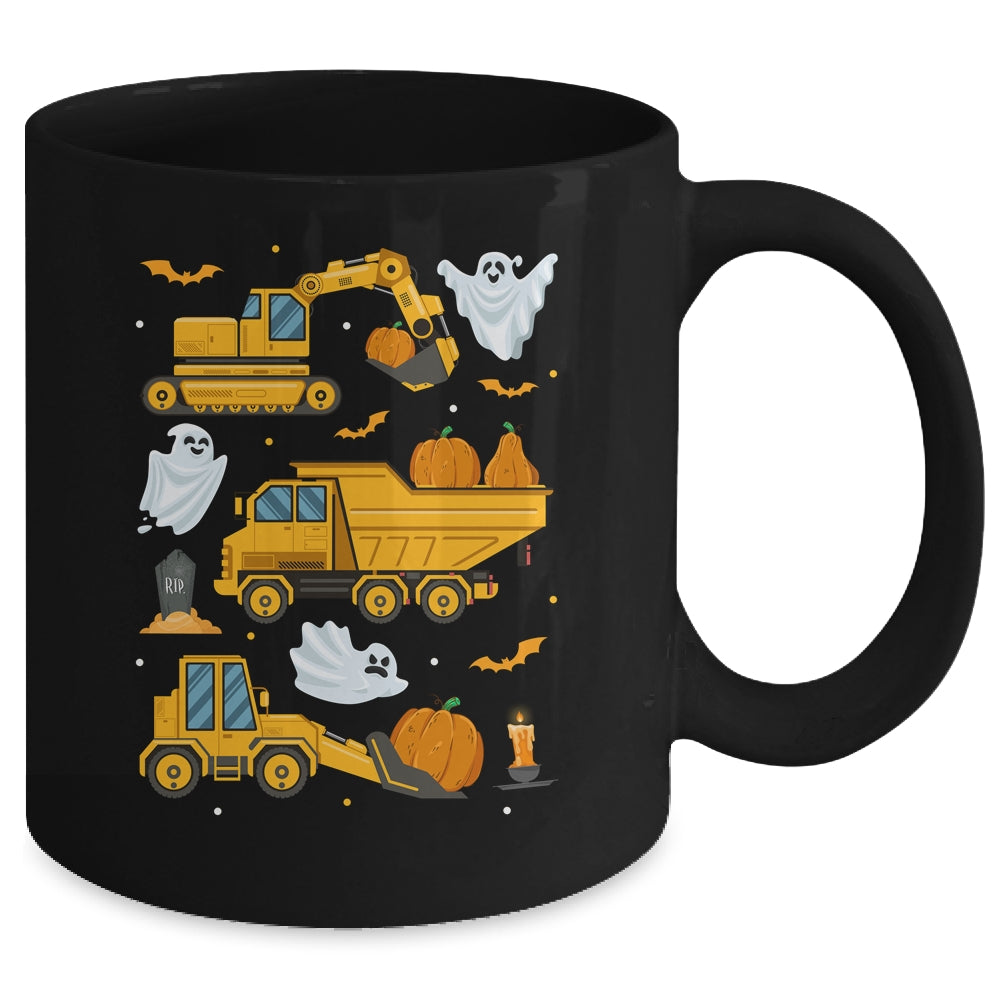 Construction Vehicle Halloween Crane Truck Pumpkin Boys Kids Mug | teecentury