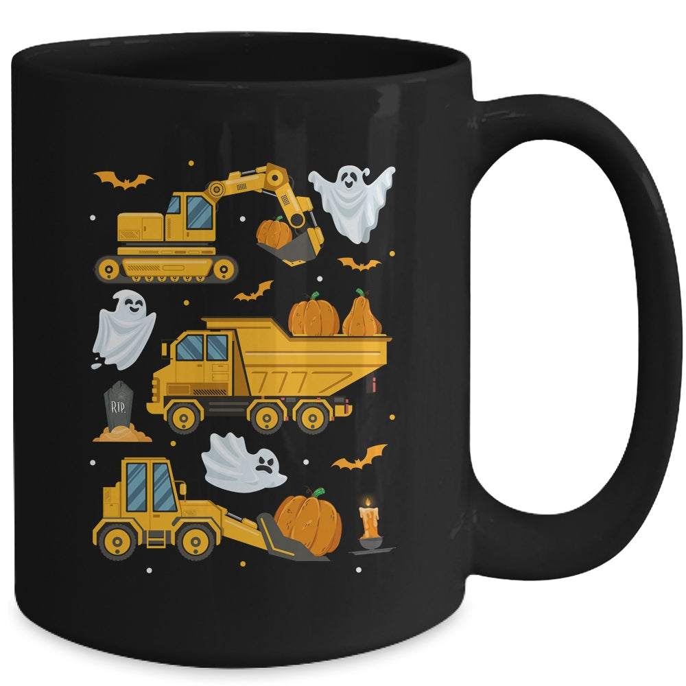 Construction Vehicle Halloween Crane Truck Pumpkin Boys Kids Mug | teecentury
