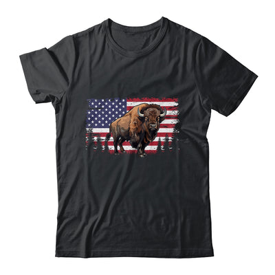 Cool Bison US Flag Design For Men Women Kids Buffalo Bison Shirt & Hoodie | teecentury