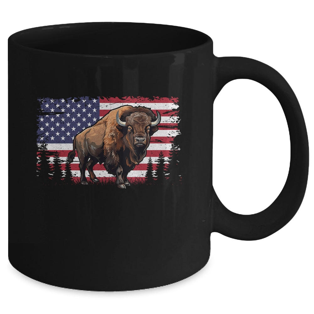 Cool Bison US Flag Design For Men Women Kids Buffalo Bison Mug | teecentury