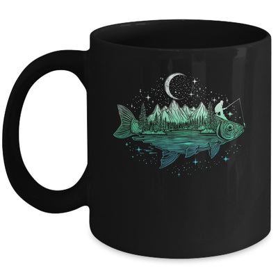 Cool Fish Shaped From Mountains Nature Scene Fishing Lover Mug | teecentury