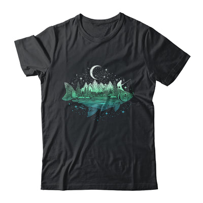Cool Fish Shaped From Mountains Nature Scene Fishing Lover Shirt & Hoodie | teecentury