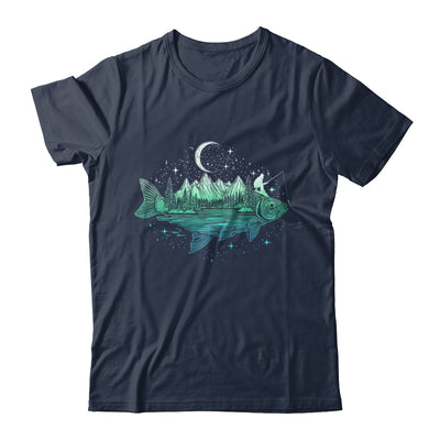 Cool Fish Shaped From Mountains Nature Scene Fishing Lover Shirt & Hoodie | teecentury