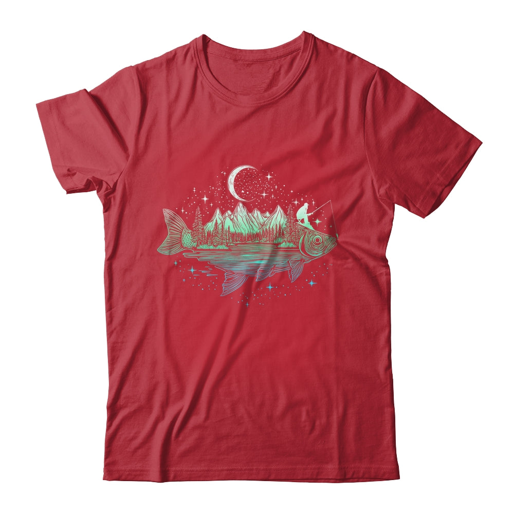 Cool Fish Shaped From Mountains Nature Scene Fishing Lover Shirt & Hoodie | teecentury
