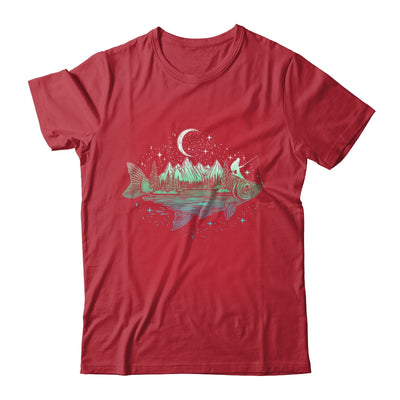 Cool Fish Shaped From Mountains Nature Scene Fishing Lover Shirt & Hoodie | teecentury