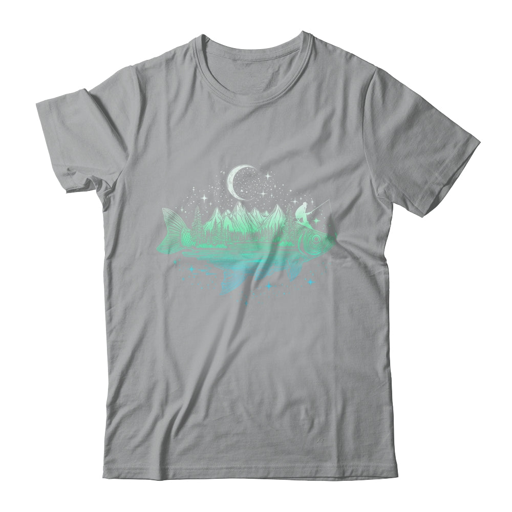 Cool Fish Shaped From Mountains Nature Scene Fishing Lover Shirt & Hoodie | teecentury