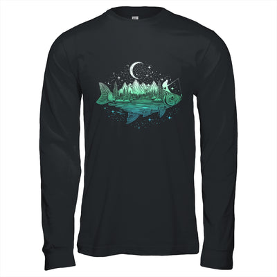 Cool Fish Shaped From Mountains Nature Scene Fishing Lover Shirt & Hoodie | teecentury