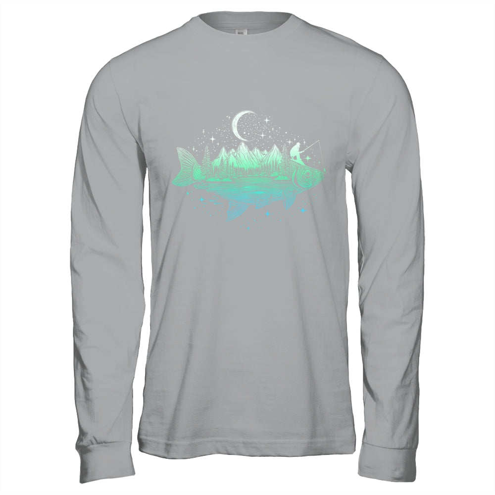 Cool Fish Shaped From Mountains Nature Scene Fishing Lover Shirt & Hoodie | teecentury