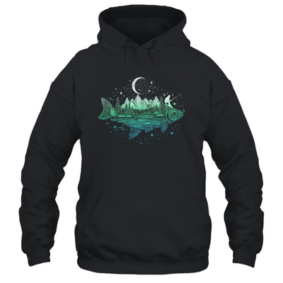 Cool Fish Shaped From Mountains Nature Scene Fishing Lover Shirt & Hoodie | teecentury